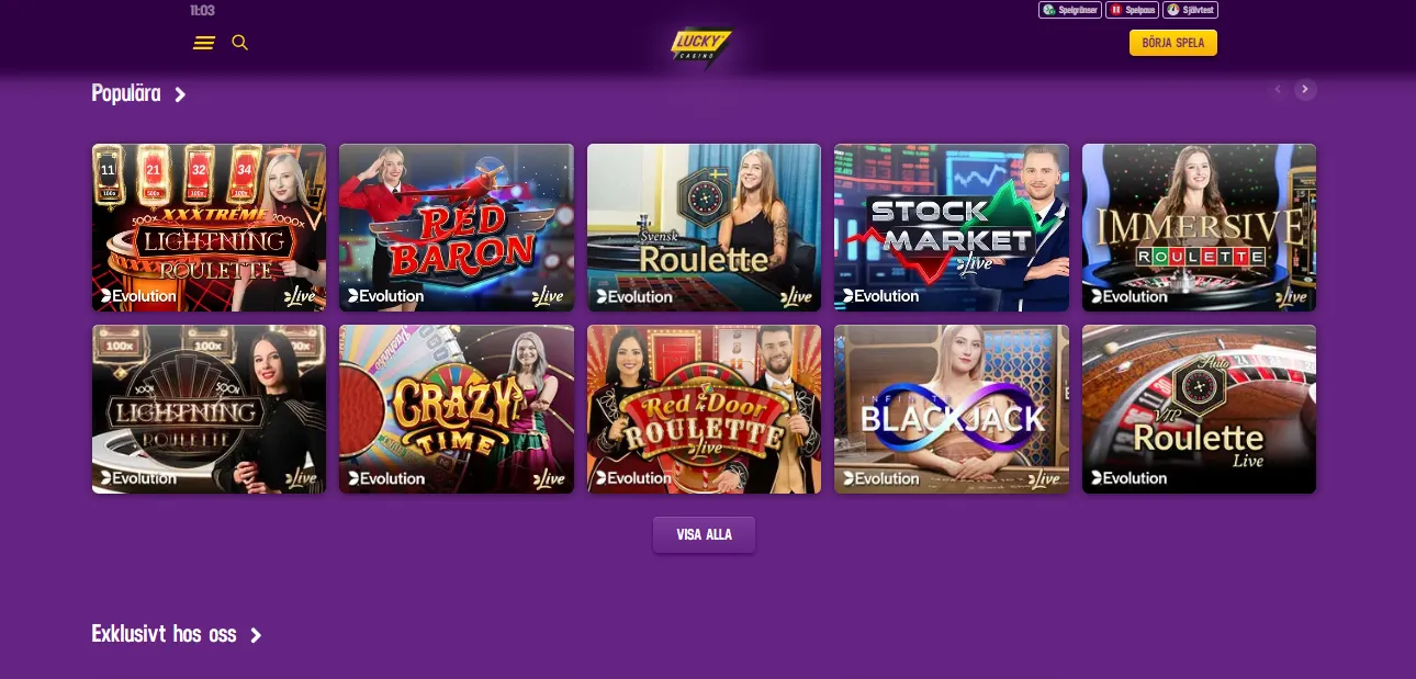 Lucky Casino live spel